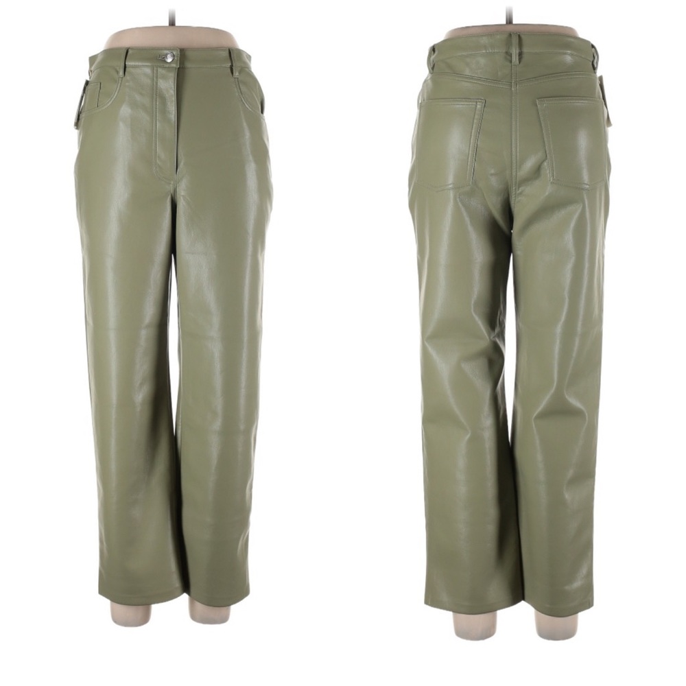 Wilfred Melina Cropped Vegan Leather Trousers Pants in Sage Frost size 12